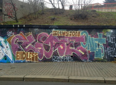 Graffiti Wall in Prague - Photo by Exist333 - Close