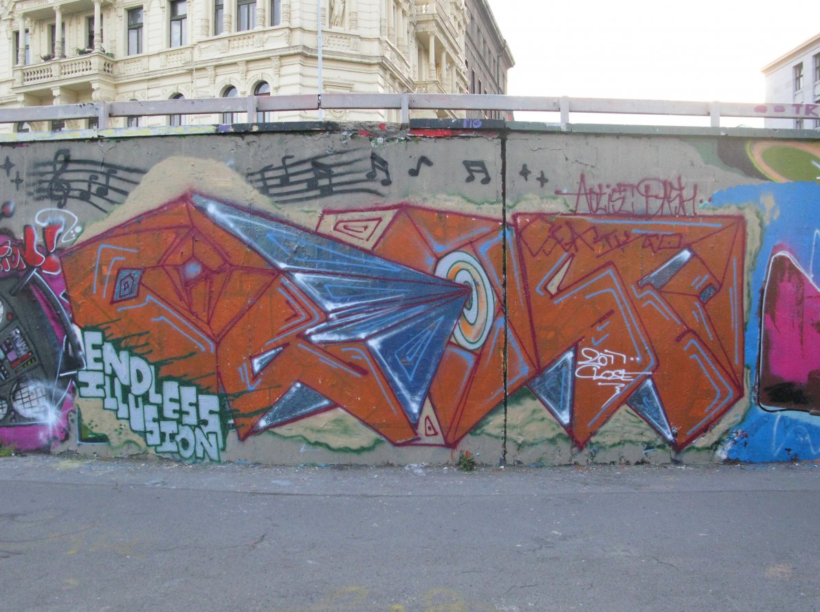 Graffiti Wall in Prague - Photo by Exist333 - Close