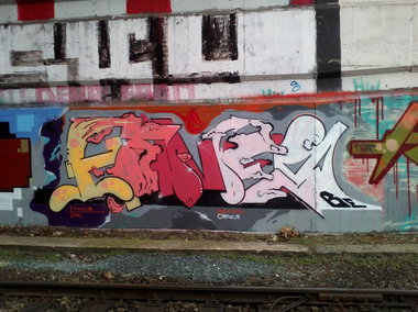 Graffiti Bombing in Prague - Photo by Exist333 - Hanes