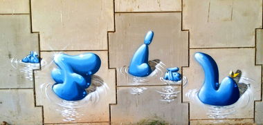 Graffiti Bombing in Lleida - Photo by FIL - 3dbubbles (2015)