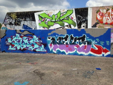 Graffiti Wall in Berlin - Photo by FLEDERMAUSMANN - tyos, neks, coa (2013)