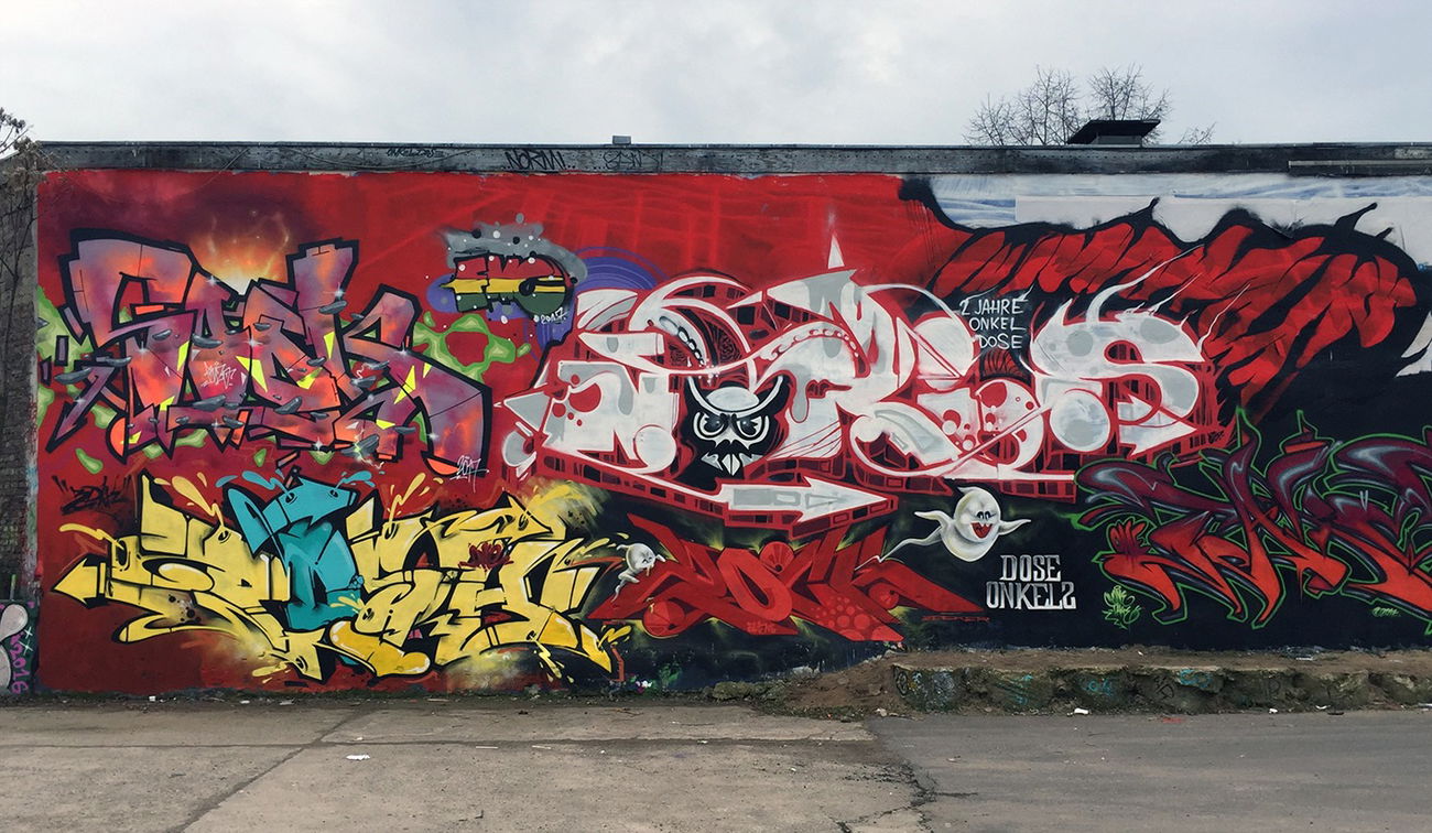 Graffiti in Köln - Photo by Fhil - Asyl, Ouzo, Hall (2017)