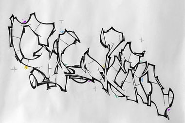 Graffiti Sketch in Köln - Photo by Fhil - asyl, golden, 524 (2016)