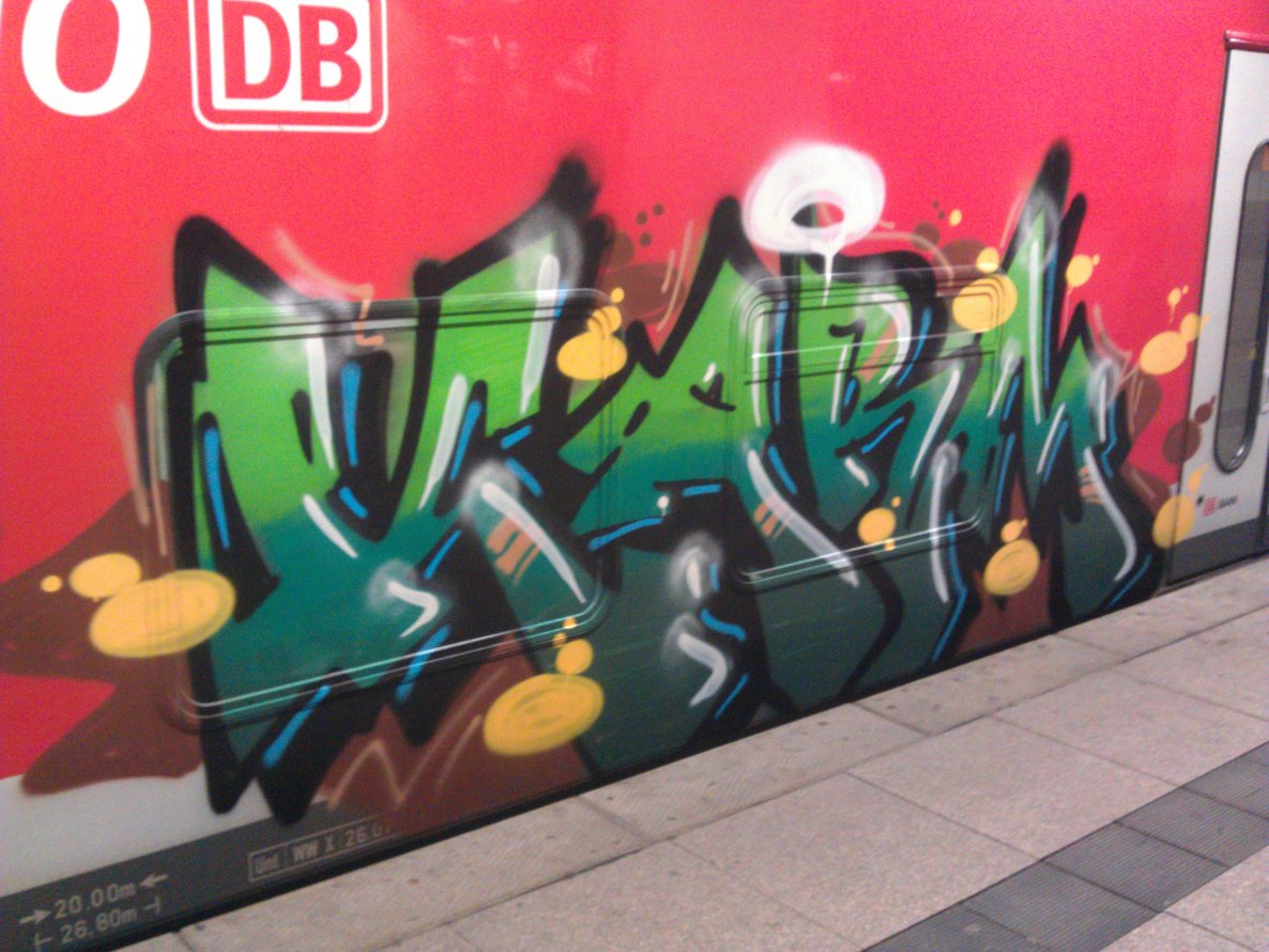 Graffiti Train in Mainz - Photo by FlowRain - Karm, AMS (2012)