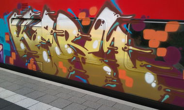 Graffiti Train in Mainz - Photo by FlowRain - Karm, AMS (2012)
