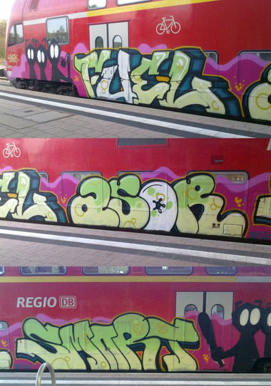 Graffiti Train in Alzey - Photo by FlowRain - FUEL, ASOR, SMART (2011)