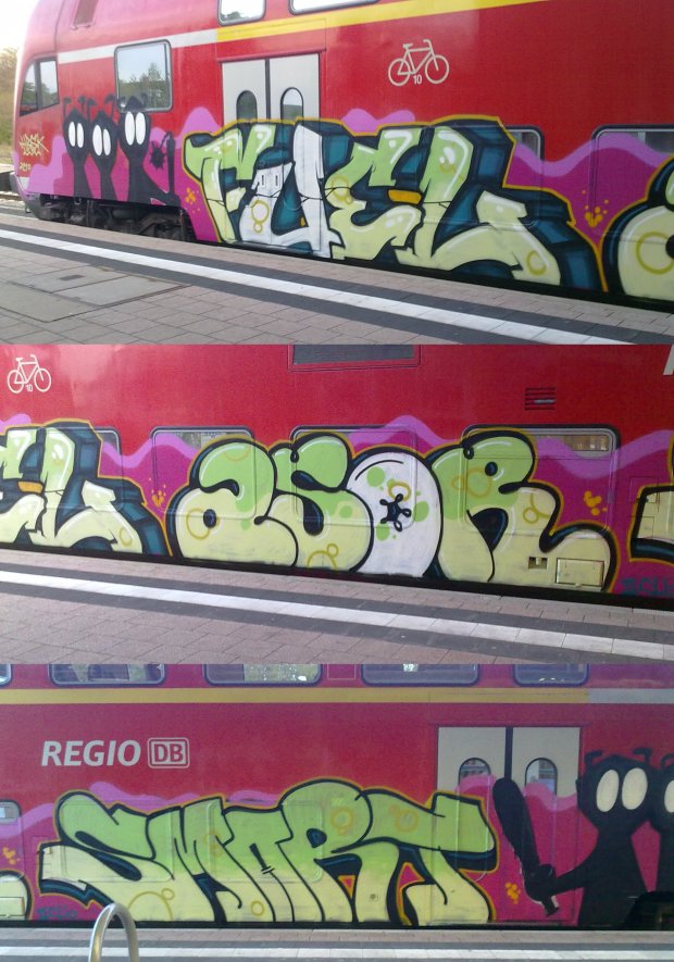 Graffiti Train in Alzey - Photo by FlowRain - FUEL, ASOR, SMART (2011)