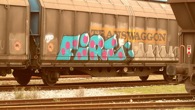 Graffiti Train - Photo by FreightsRipper - fire, freight, train