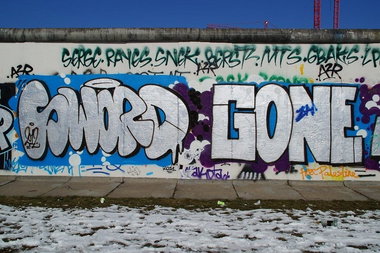 Graffiti Bombing - Photo by GBBI - sword, gone, berlin