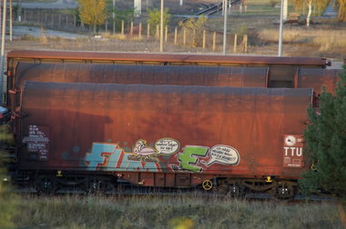 Graffiti Train - Photo by GBBI - fume, freight