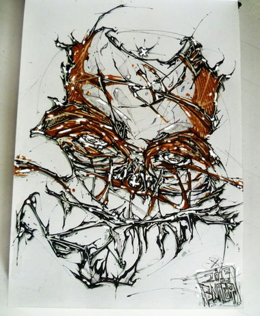 Graffiti Sketch in Yekaterinburg - Photo by GNAER - Gnaer, skull, +3 (2013)