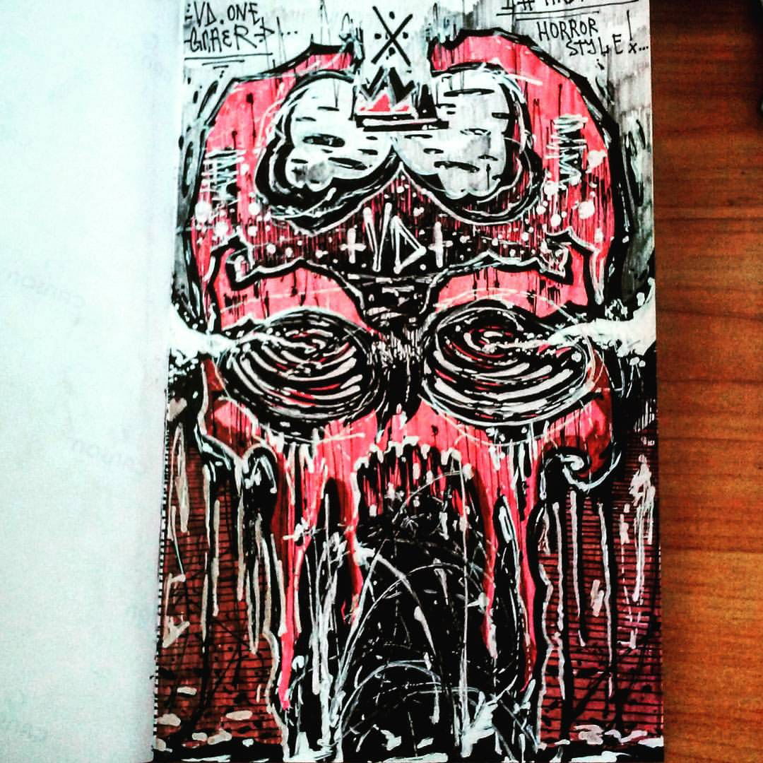 Graffiti Sketch in Екб - Photo by GNAER - skull, tattoo, sketchbook (2015)