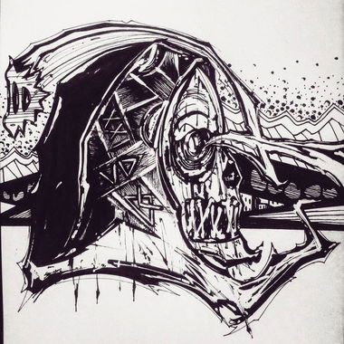 Graffiti Sketch in Екб - Photo by GNAER - skull, tattoo, sketchbook (2015)