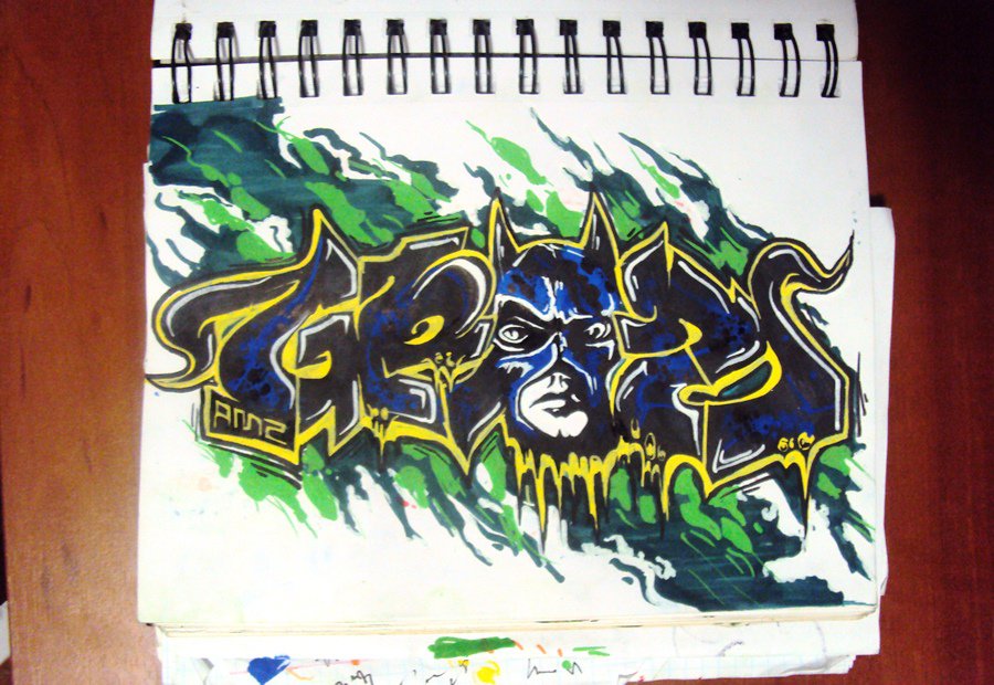 Graffiti Sketch in Ukraine - Photo by Geoz - geoz, batman, darkness (2014)