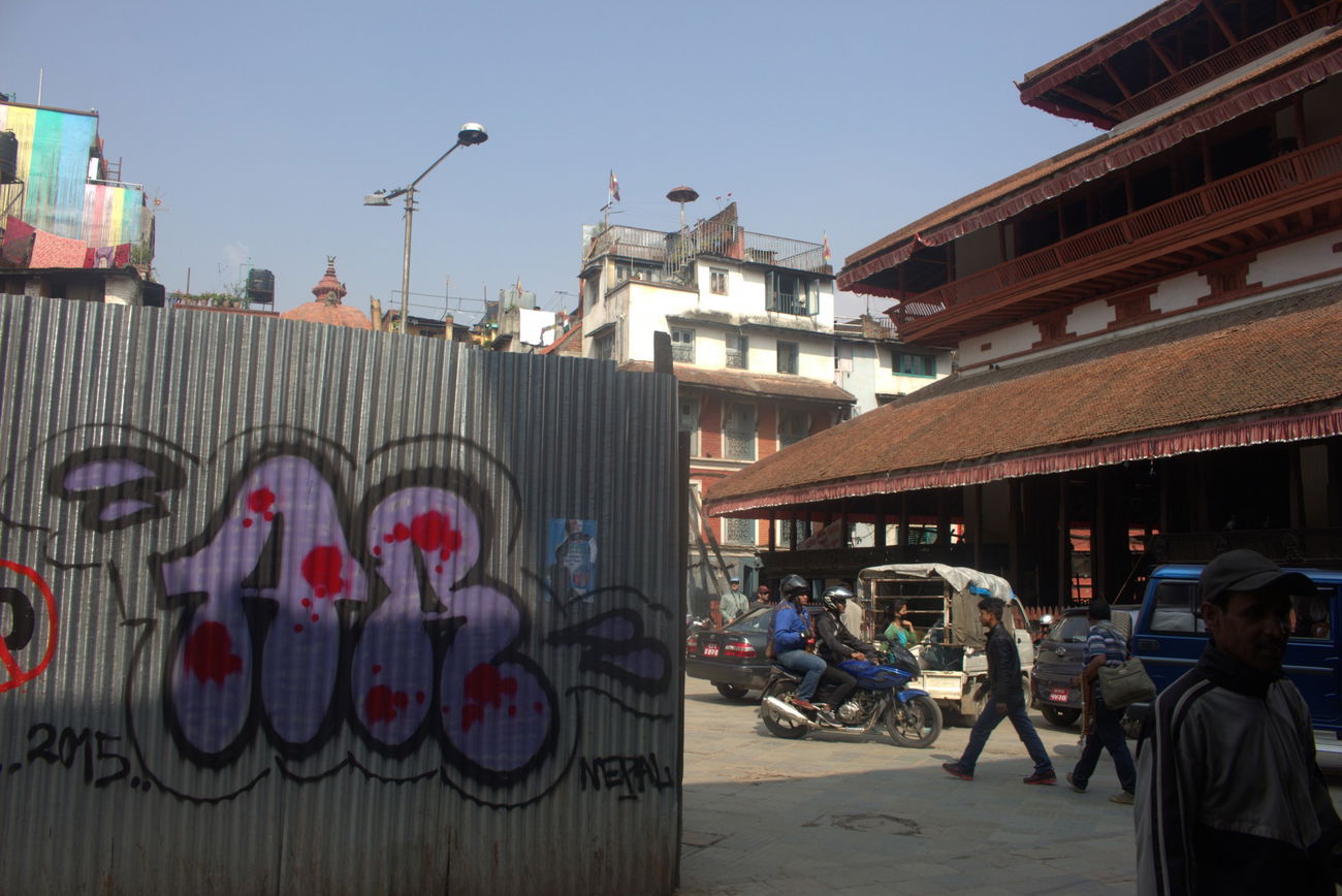Graffiti Bombing in Kathmandu - Photo by GoldenBrownS - GBS, Street, Nepal (2015)