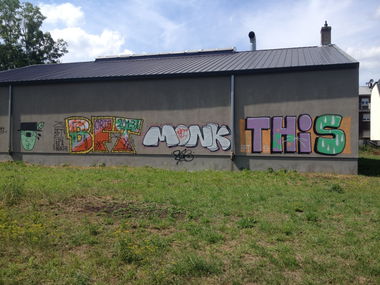 Graffiti Bombing in Luxembourg - Photo by Grafilzer - bft, monk, this (2013)