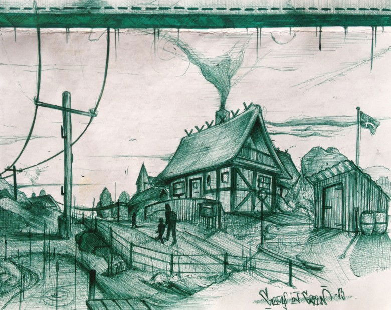 Graffiti Sketch in Ringsted - Photo by GrayOne - Gray, one, landscape (2013)