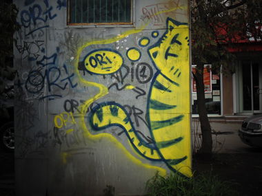 Graffiti Street Art in Kyiv - Photo by Grehuoz - colored, cat, ori (2013)