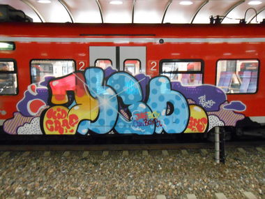 Graffiti Train in Kaiserslautern - Photo by Grumbeer - JBCB, Kid, Crap