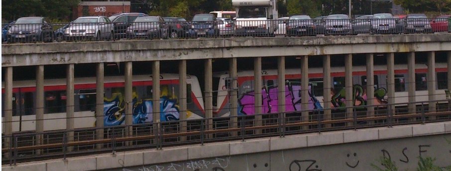 Graffiti Train in Hamburg - Photo by HAMBURG7 - qms, gbr, ewk (2013)