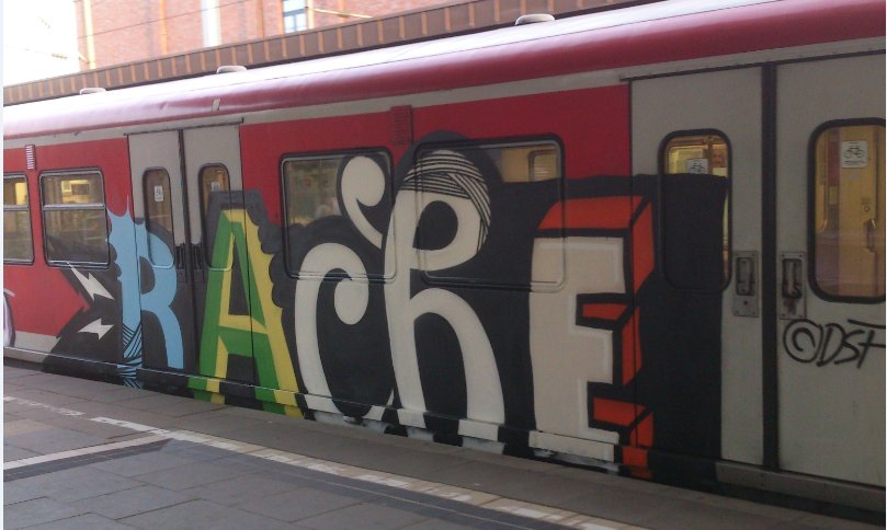 Graffiti Train in Hamburg - Photo by HAMBURG7 - rache, rage, dsf (2013)