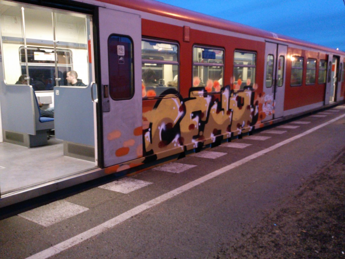 Graffiti Train in Hamburg - Photo by HAMBURG7 - cfhh, hsv (2013)