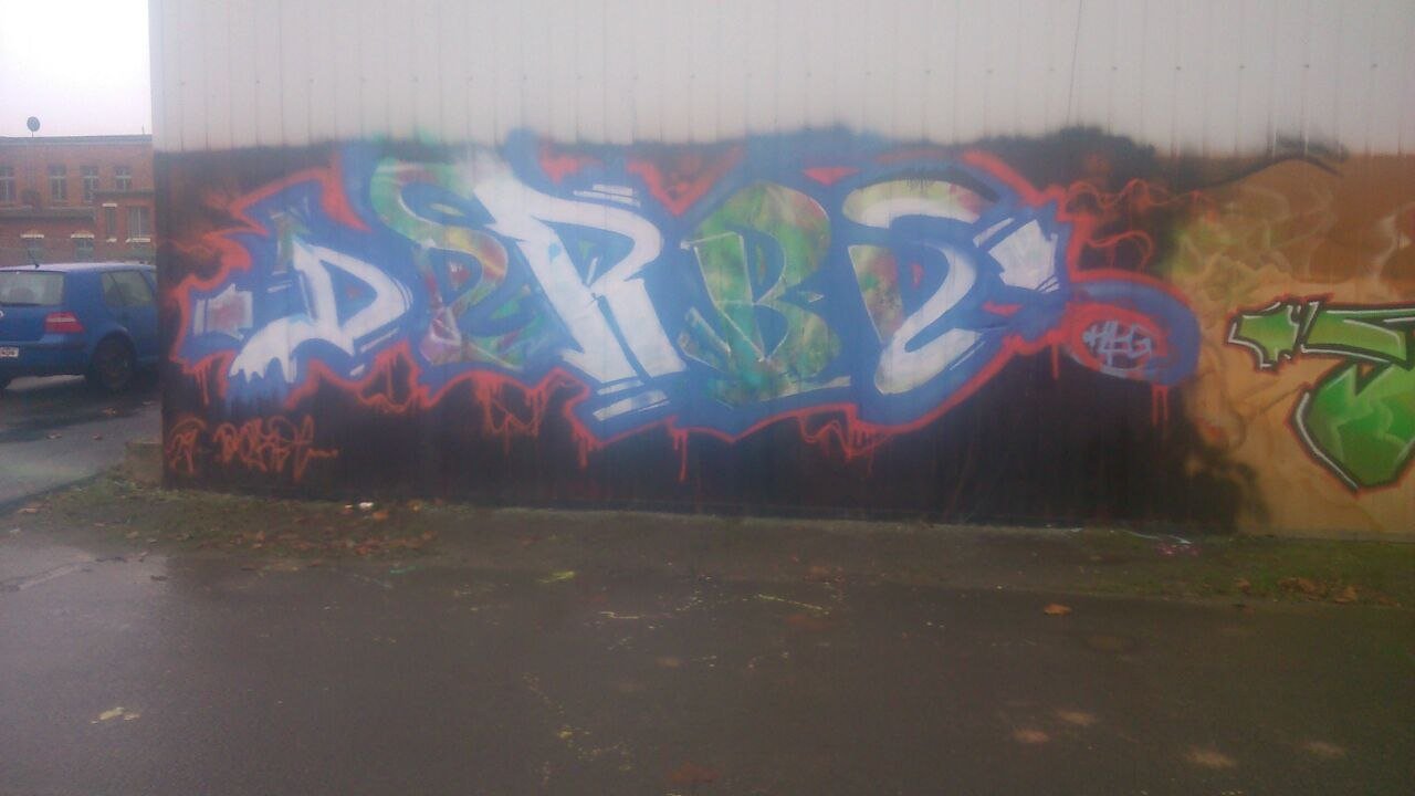 Graffiti Wall in Leipzig - Photo by HBGcrew - Derbe (2014)