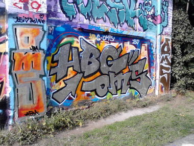 Graffiti Wall in Leipzig - Photo by HBGcrew - HBG, OMS (2014)