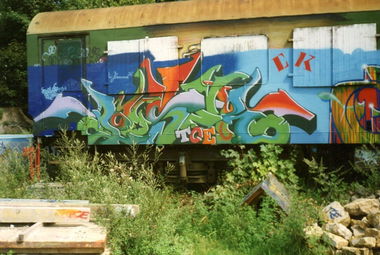 Graffiti Train in Jena - Photo by HOBO - POSER, TCE, CK (1997)