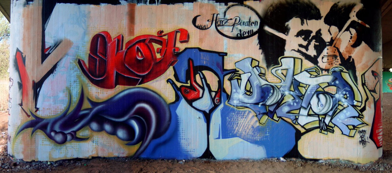 Graffiti Wall in Kassel - Photo by HarzPiraten - Skotch, Oran, Idiot (2006)