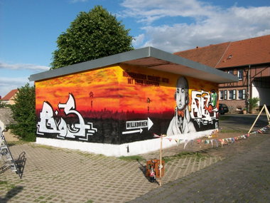Graffiti Wall in Mansfeld - Photo by HarzPiraten - Heis, Rmos, Toifl (2011)