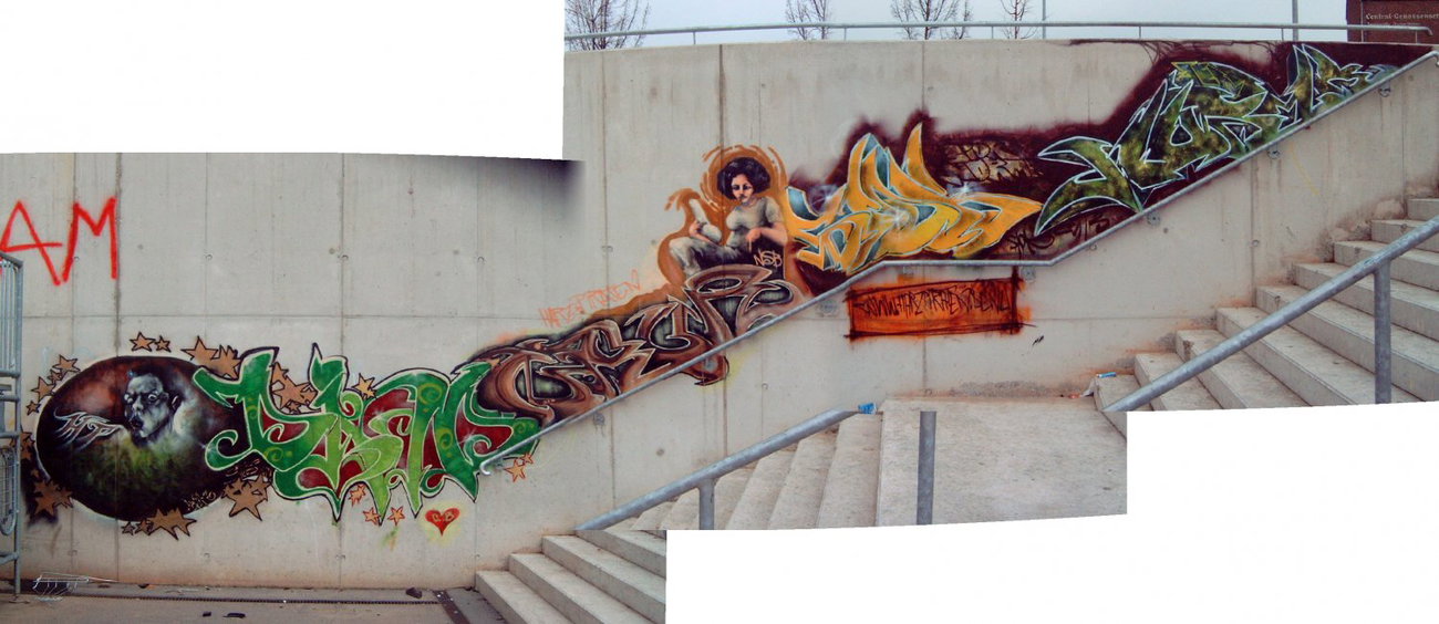 Graffiti Wall in Aschersleben - Photo by HarzPiraten - Dick, Dino, Baur (2004)