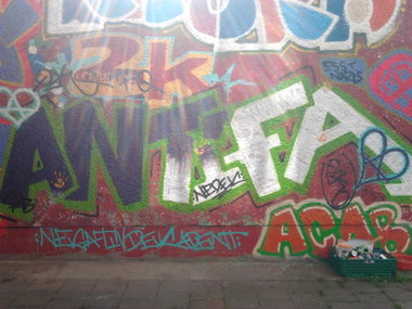 Graffiti Wall in Berlin - Photo by Hauswart1120 - ANTIFA, NEDEK (2014)