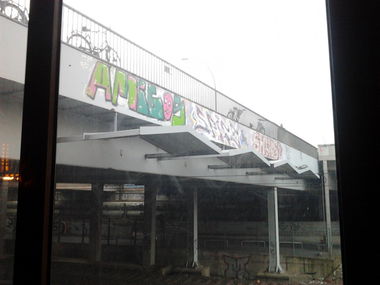 Graffiti Bombing - Photo by Hauswart1120 - AMIGOS, SPICE, SHINE