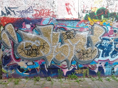 Graffiti Wall in Berlin - Photo by Hauswart1120 - DKM, GREY, GRAY (2014)