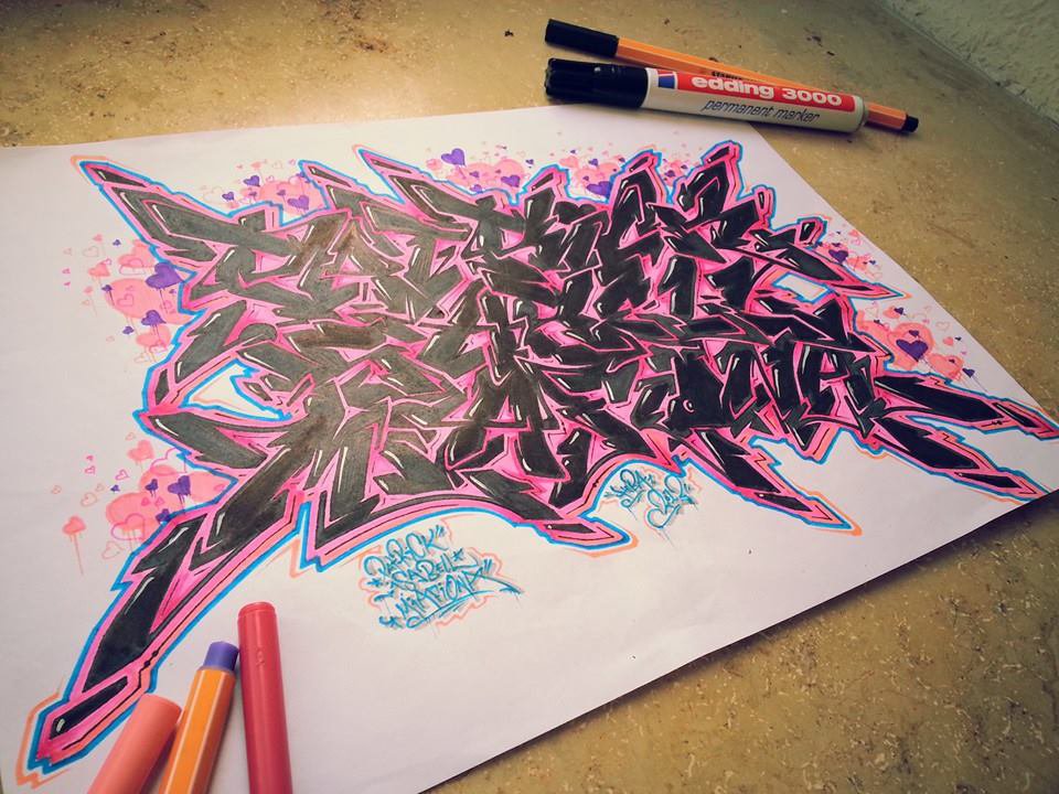 Graffiti Sketch - Photo by HubaOne - Patrick, Isabell, MiaFiona (2012)