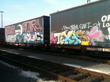 Graffiti Train in Köln - Photo by Ihrefeld1 - Lazor, Vocs, Texas