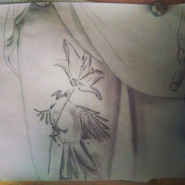 Graffiti Sketch - Photo by JakeDe - girl, bird, tatoo (2014)