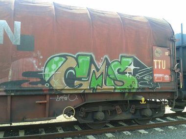 Graffiti Train - Photo by JemandAnders - detail, GMS, fr8