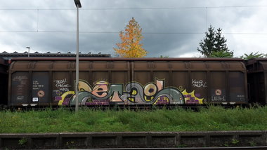 Graffiti Train - Photo by JemandAnders - detail, GMS, fr8
