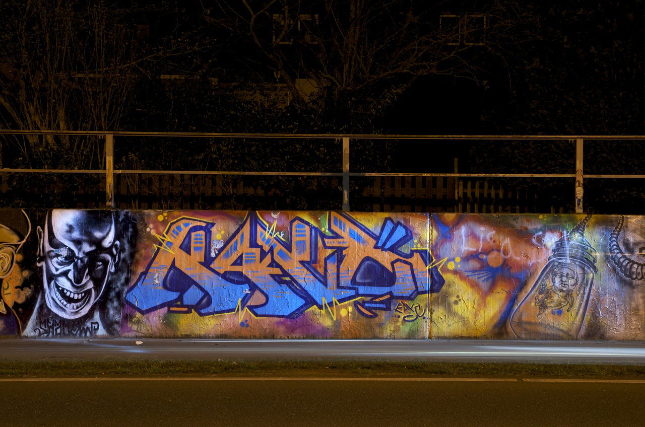Graffiti Wall in Monheim - Photo by Jupiter - Hall-of-Fame, HallWorks, JPTR (2014)