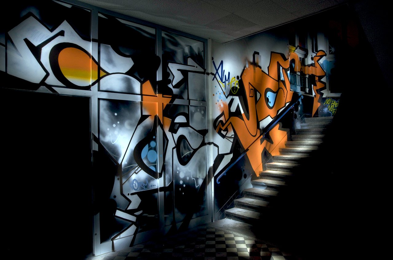 Graffiti Wall in Recklinghausen - Photo by Jupiter - Coconut, Alme, Staircase (2013)