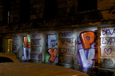 Graffiti Bombing in Köln - Photo by Jupiter - DVF, LYP, Cologne (2013)