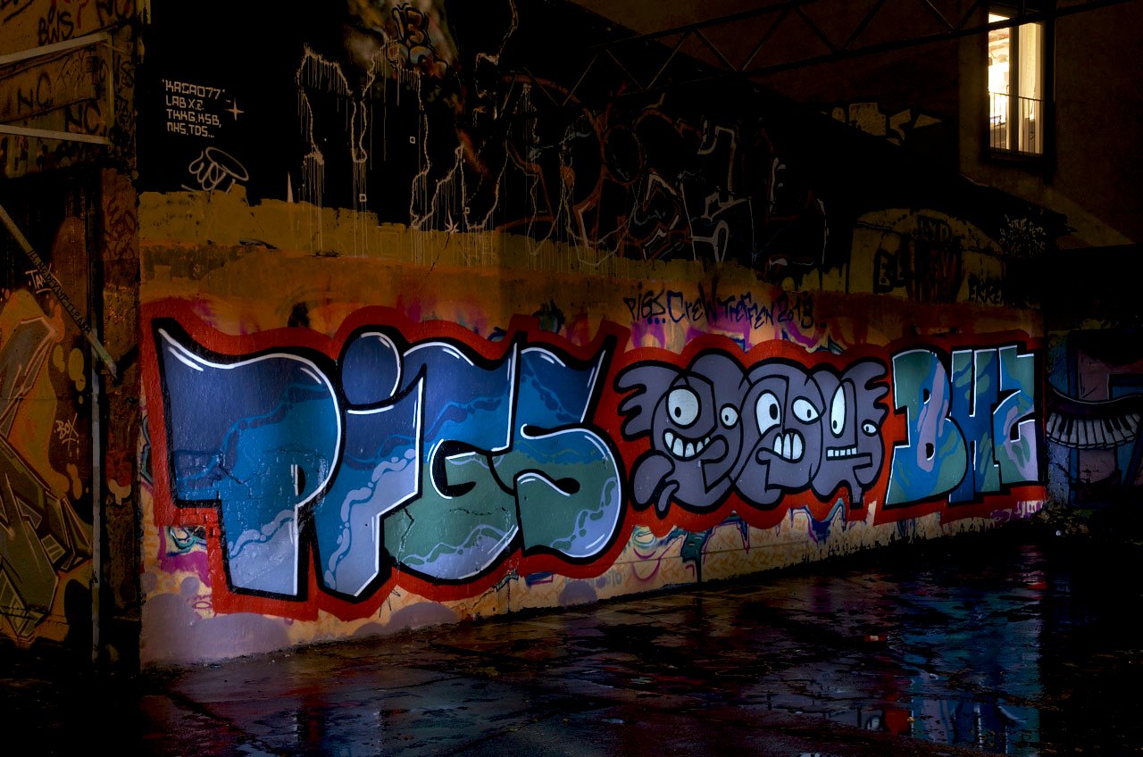 Graffiti Wall in Köln - Photo by Jupiter - Pigs, BHs, Cologne (2013)