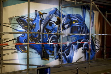 Graffiti Wall in Hennef - Photo by Jupiter - Ken, Octagon, BridgeWorks (2014)