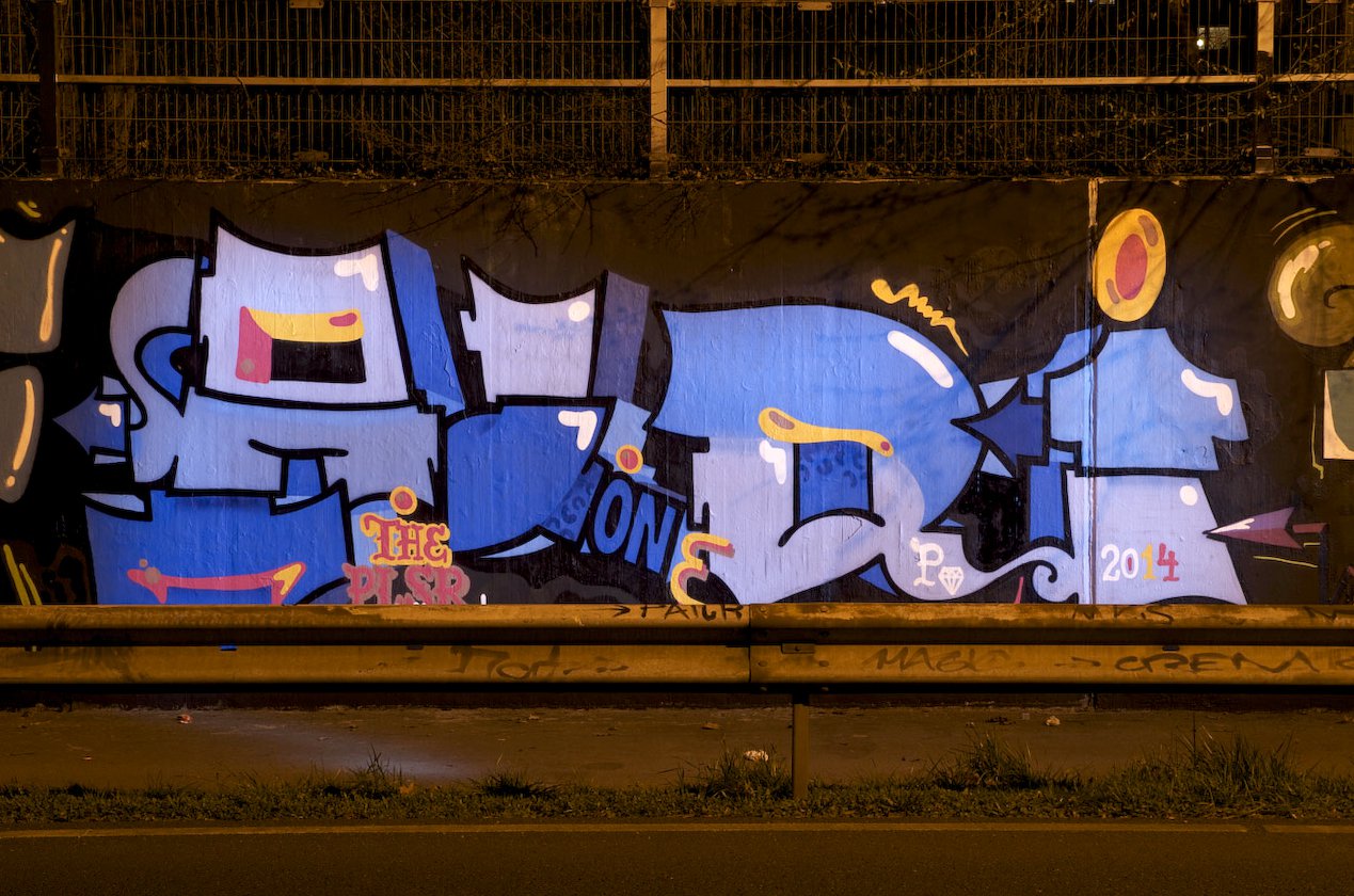 Graffiti Wall in Monheim am Rhein - Photo by Jupiter - Aldi, PleasureGang, Hall-of-Fame (2014)