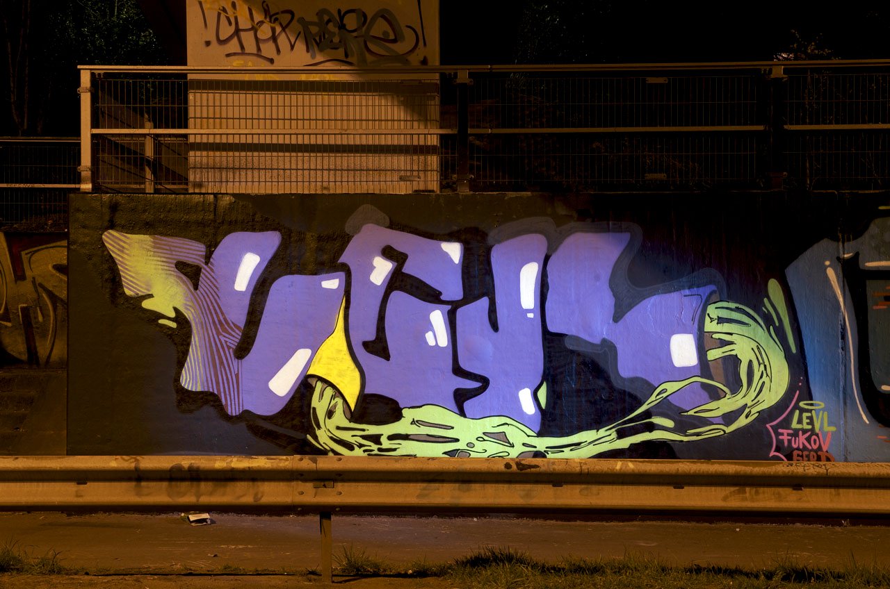 Graffiti Wall in Monheim am Rhein - Photo by Jupiter - Levl, PleasureGang, Hall-of-Fame (2014)