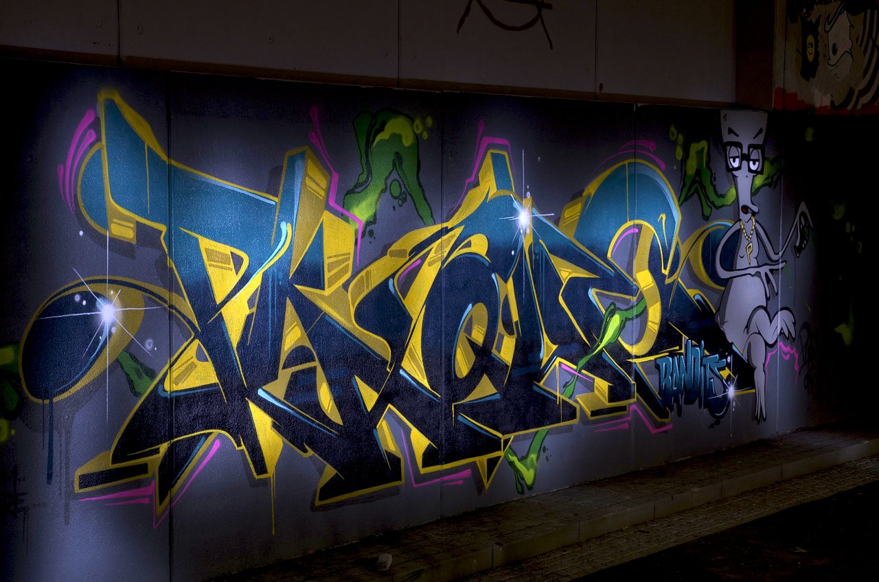 Graffiti Wall in Leverkusen - Photo by Jupiter - Plaque, Bandits, Character (2014)