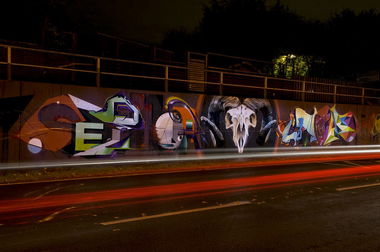 Graffiti Wall in Monheim am Rhein - Photo by Jupiter - Character, Cops, DHS (2014)