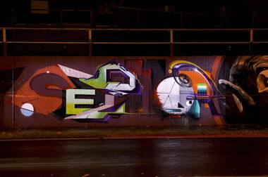 Graffiti Wall in Monheim am Rhein - Photo by Jupiter - Semor, Cops-DHSession, DHS (2014)